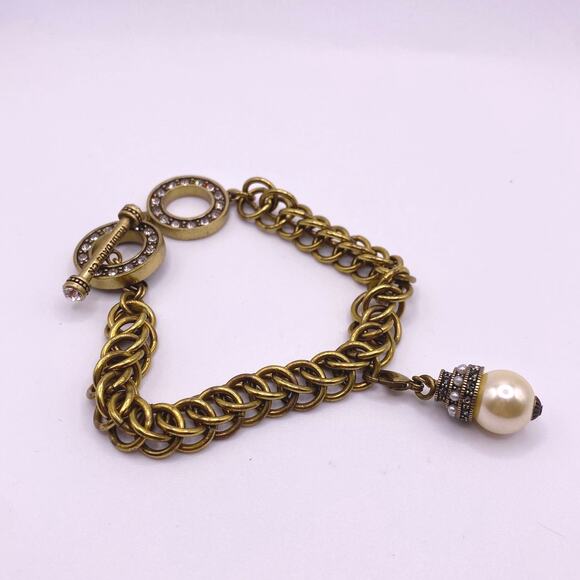 Heidi Daus Pearl Charm Bracelet Toggle Closure - Picture 6 of 7